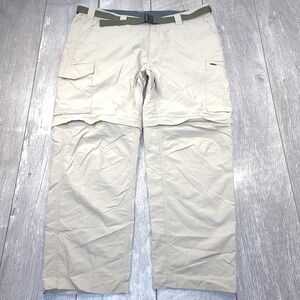 Columbia Convertible Pants Mens 42x30 Beige Silver Ridge Hiking Cargo Zip Off